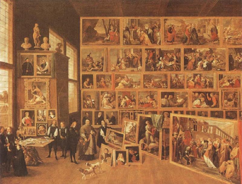 TENIERS, David the Younger Archduke Leopold william in his gallery at Brussels